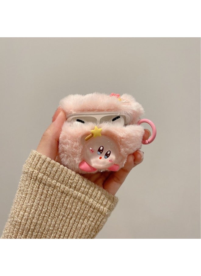 Generic - Ins Plush Star Kabi For Apple Airpods Pro2 Protective Case 2 Generation 3 Generation 4 Generation Bluetooth Wireless Ear-Color:Strawberry Kirby + Hanging Buckle-Applicable Models:Airpods 1/2 Generation - Image 1