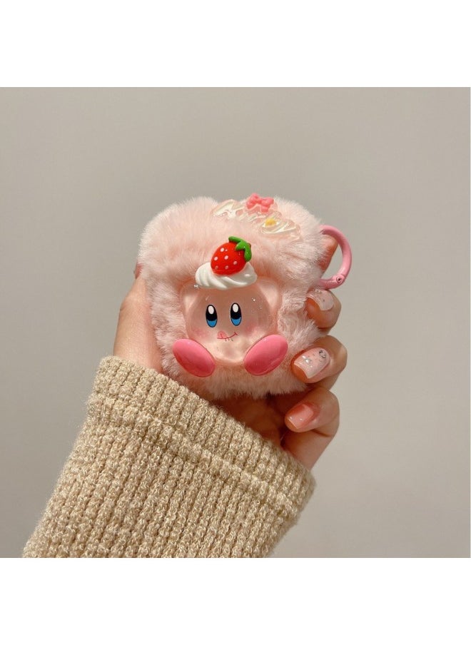 Generic - Ins Plush Star Kabi For Apple Airpods Pro2 Protective Case 2 Generation 3 Generation 4 Generation Bluetooth Wireless Ear-Color:Strawberry Kirby + Hanging Buckle-Applicable Models:Airpods 1/2 Generation - Image 1