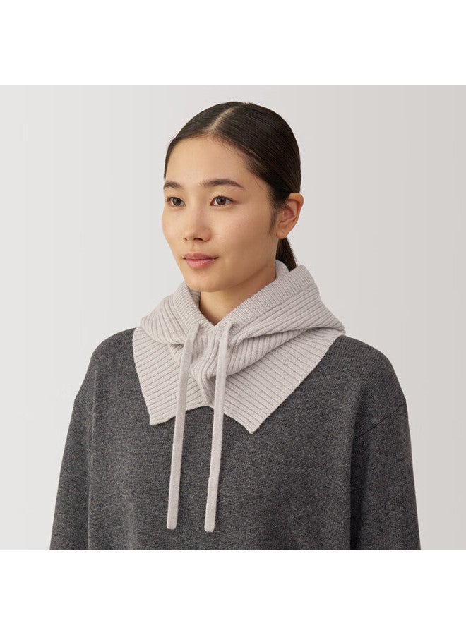Muji Wool, Rib Knit, Balaklava Hat, Knitted Hat, Oatmeal Color - Image 1