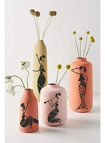 CrafTreat Craftreat Tribal Art Stencils for Craft - Sitting on a Swing, Dancing, Enjoying Music and Holding Clock - 6X6 Inches - 4 Pcs - Reusable DIY Stencils for Painting - Women Stencil  - Image 5