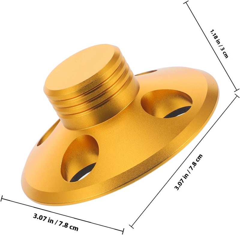 Kisangel Vinyl Record Weight Stabilizer Disc Clamp Turntable Stabilizer for Record Players Low Profile Gold Tone Reduces Vibration Compatible with Vinyl Playback - Image 2