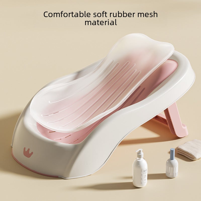 Baby Bath Net, Newborn Sitting and Lying Support Artifact, Baby Bathtub, Universal Bath Bed Support, Non-Slip Mat, Temperature-Sensing Bath Stand(LF-folding bath rack [pink]-digital display temperature) - Image 3