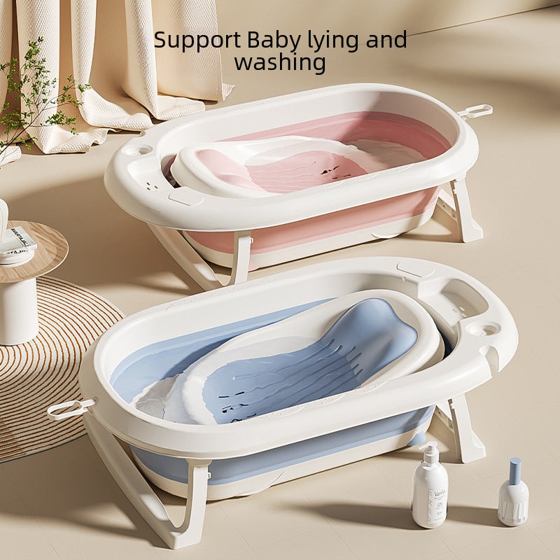 Baby Bath Net, Newborn Sitting and Lying Support Artifact, Baby Bathtub, Universal Bath Bed Support, Non-Slip Mat, Temperature-Sensing Bath Stand(LF-folding bath rack [pink]-digital display temperature) - Image 5