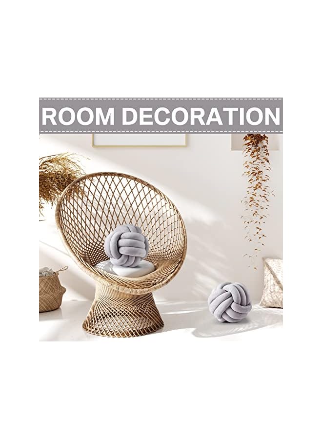 The Bros وسائد كروية من كرات مربوطة - 2 قطعة - وسائد فاخرة ناعمة لتخفيف التوتر وزينة لطيفة للأطفال لغرفة النوم والأريكة (رمادي، 7.87 بوصة) - Image 4