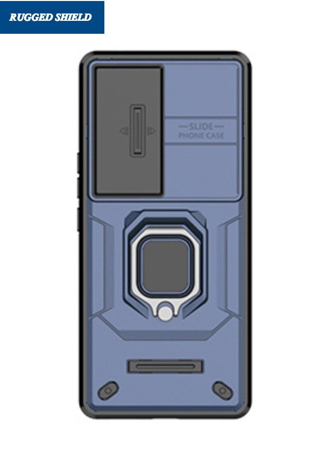 RUGGED SHIELD - VIVO V30 5G Case, Vivo V30 Case with Slide Camera Cover, Military Grade Heavy Duty Shockproof Phone Case Cover with Kickstand for VIVO V30 5G, Blue - Image 1