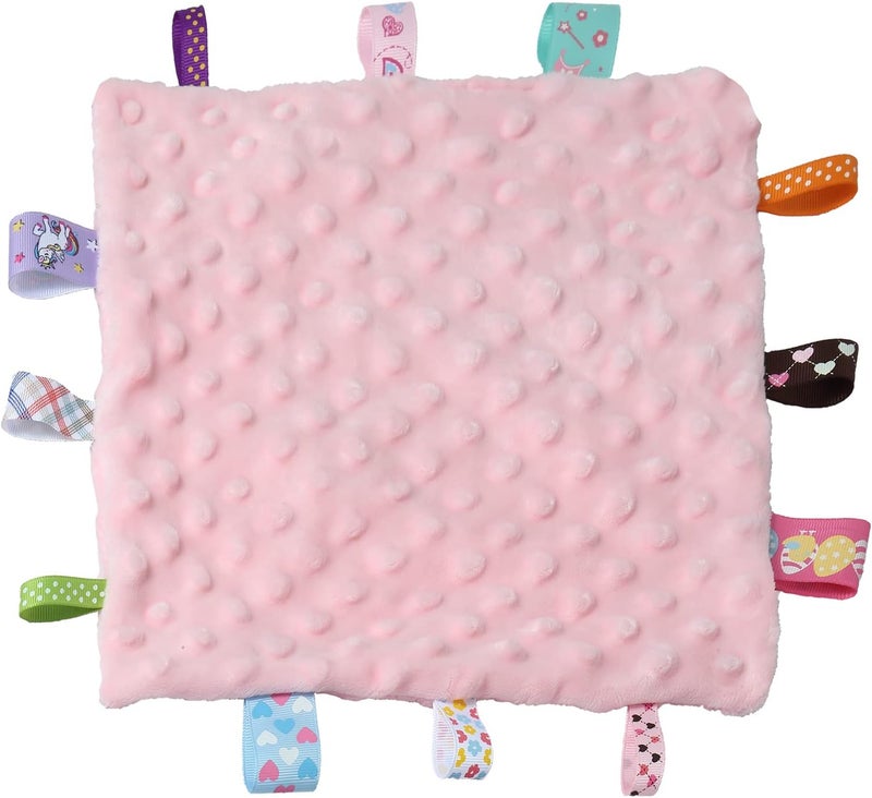 CREVENT Tag Security Blankets for Babies, Soft Small Loveys for Boys, Baby Comforter Sensory Blanket, Great Gifts for Birthday Baby Shower (10"X10" Zoo + Pink) - Image 3