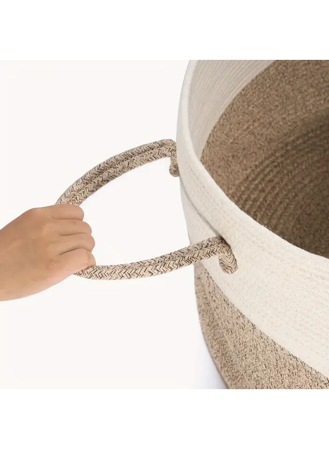 1 XXL Woven Rope Storage Basket with Handles Beige Round 21 7x21 7x13 8 Large Organizer for Blankets Toys Laundry Towels Durable Home Decor for Living Room Nursery Christmas Thanksgiving Gift - Image 3