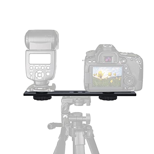 Zeetain Dual Speedlite Tripod Mount Bracket,1/4" Dual Camera Mount Flash Extension Bar,8" Dual Tripod Bracket for Camera,LED Video Light,DSLR Camera,Flash Light(2 Pack) - Image 2