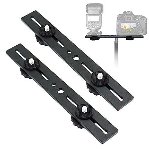 Zeetain Dual Speedlite Tripod Mount Bracket,1/4" Dual Camera Mount Flash Extension Bar,8" Dual Tripod Bracket for Camera,LED Video Light,DSLR Camera,Flash Light(2 Pack) - Image 1