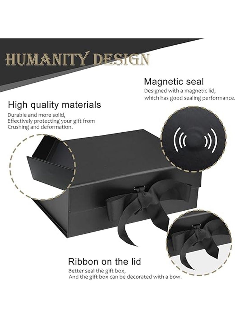 أورافلي مجموعة علب هدايا مغناطيسية فاخرة، علبة هدايا سوداء كبيرة فارغة مع حقيبة حمل سوداء، شريط، بطاقات تهنئة، حشو من الورق الممزق، قابلة للطي للهدايا مع غطاء، مناسبة للمهرجانات، أعياد الميلاد، عيد الحب، حفلات الزفاف، رمضان، الذكرى السنوية (أسود، 29 × 22 × 10.5 سم) - Image 2