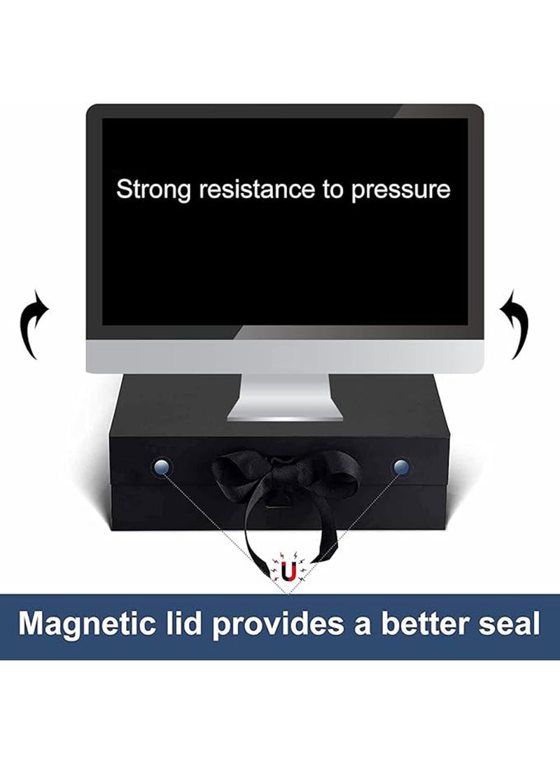 أورافلي مجموعة علب هدايا مغناطيسية فاخرة، علبة هدايا سوداء كبيرة فارغة مع حقيبة حمل سوداء، شريط، بطاقات تهنئة، حشو من الورق الممزق، قابلة للطي للهدايا مع غطاء، مناسبة للمهرجانات، أعياد الميلاد، عيد الحب، حفلات الزفاف، رمضان، الذكرى السنوية (أسود، 29 × 22 × 10.5 سم) - Image 5