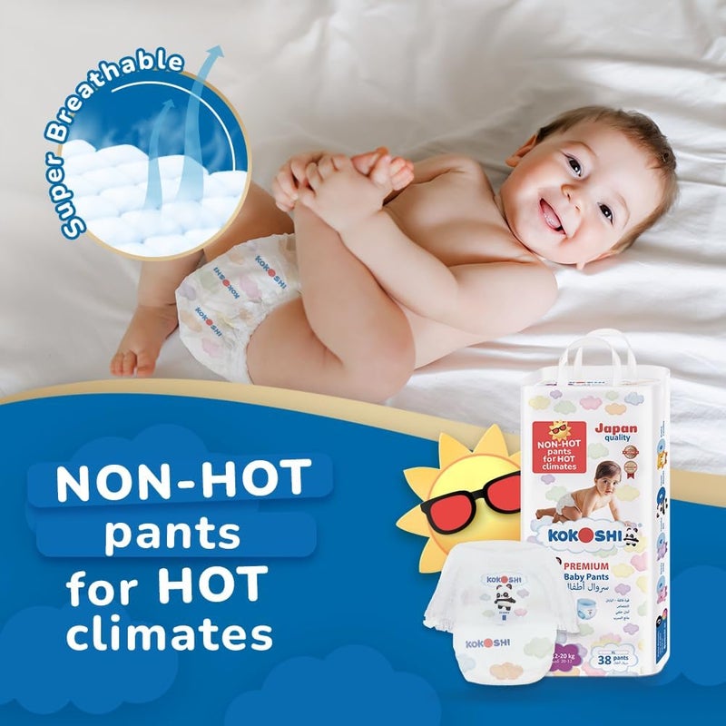 Kokoshi Premium Baby Pants, Size 5 XL 12-20kg Japan Quality Ultimate Softness Leakproof & Super Absorbent for Skin Care Protection, Essential Baby Items and Perfect for Diaper Bag, 76 Baby Pants - Image 5