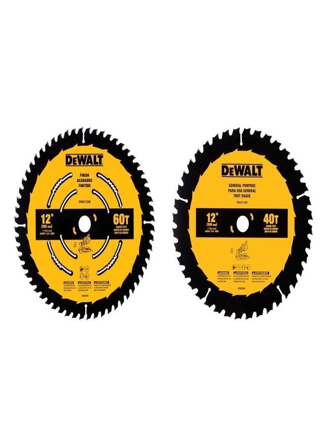 DEWALT Miter Saw Blade Combo Pack, 12” Blades, 40 Tooth & 60 Tooth, Fine Finish, Ultra Sharp Carbide (DWA112CMB) - Image 4