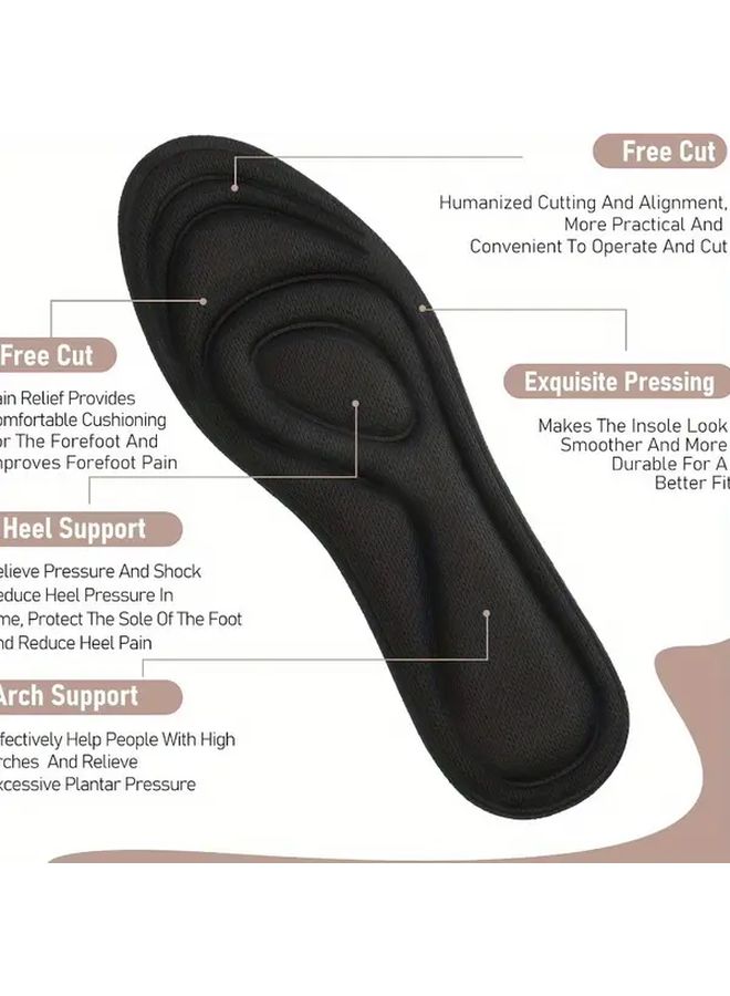 Memory Foam Insoles Full Foot Cushioning Arch Support Orthotic Inserts Gray Size 35 36 - Image 3