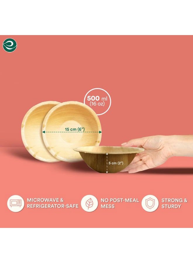 ECO SOUL Compostable, Biodegradable, Disposable Palm Leaf Bowls, Like Bamboo Bowls, Eco-Friendly Sturdy, Microwave & Oven Safe - Image 2