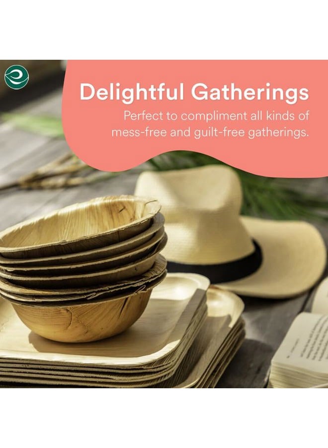 ECO SOUL Compostable, Biodegradable, Disposable Palm Leaf Bowls, Like Bamboo Bowls, Eco-Friendly Sturdy, Microwave & Oven Safe - Image 4