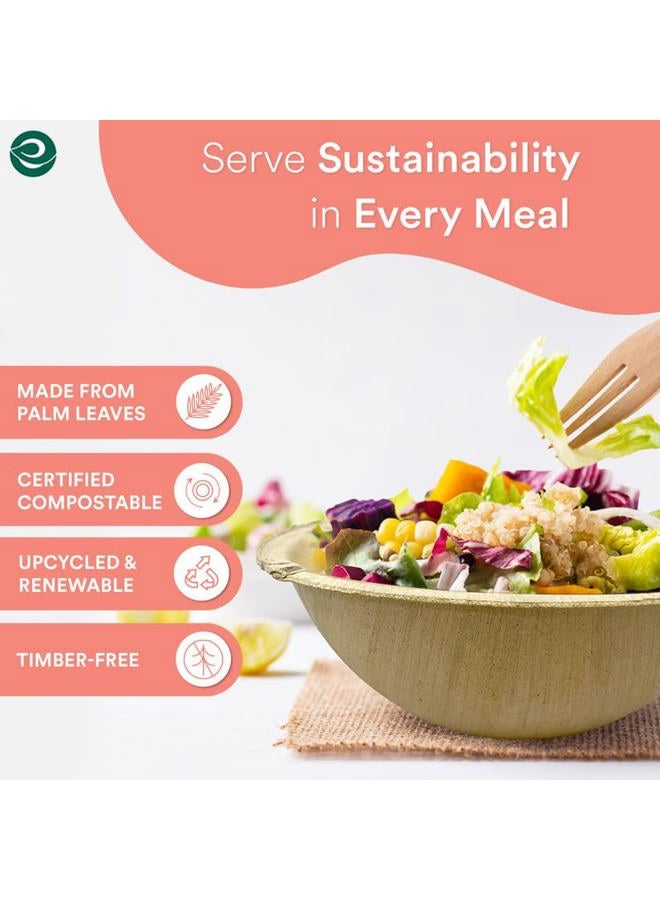 ECO SOUL Compostable, Biodegradable, Disposable Palm Leaf Bowls, Like Bamboo Bowls, Eco-Friendly Sturdy, Microwave & Oven Safe - Image 3