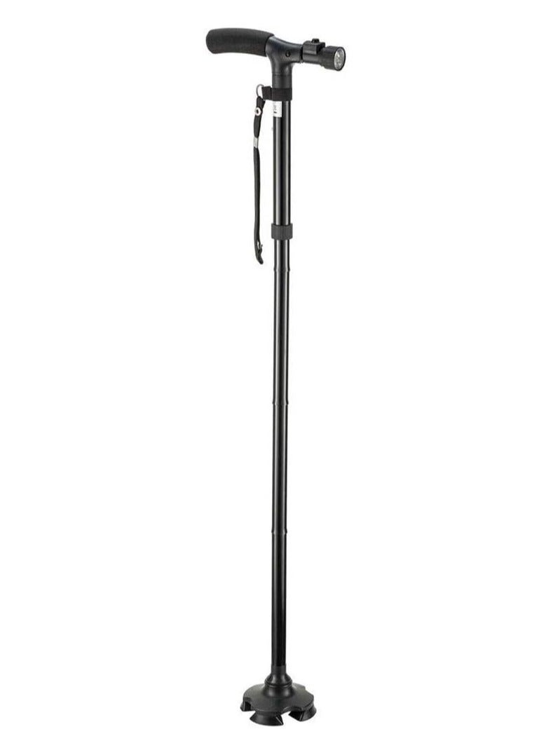 عكاز قابل للطي وتغيير الارتفاع مع مصباح ليلي سهل الاستخدام - Image 1