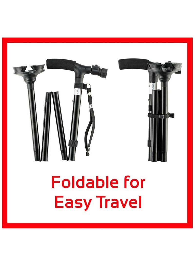 عكاز قابل للطي وتغيير الارتفاع مع مصباح ليلي سهل الاستخدام - Image 5