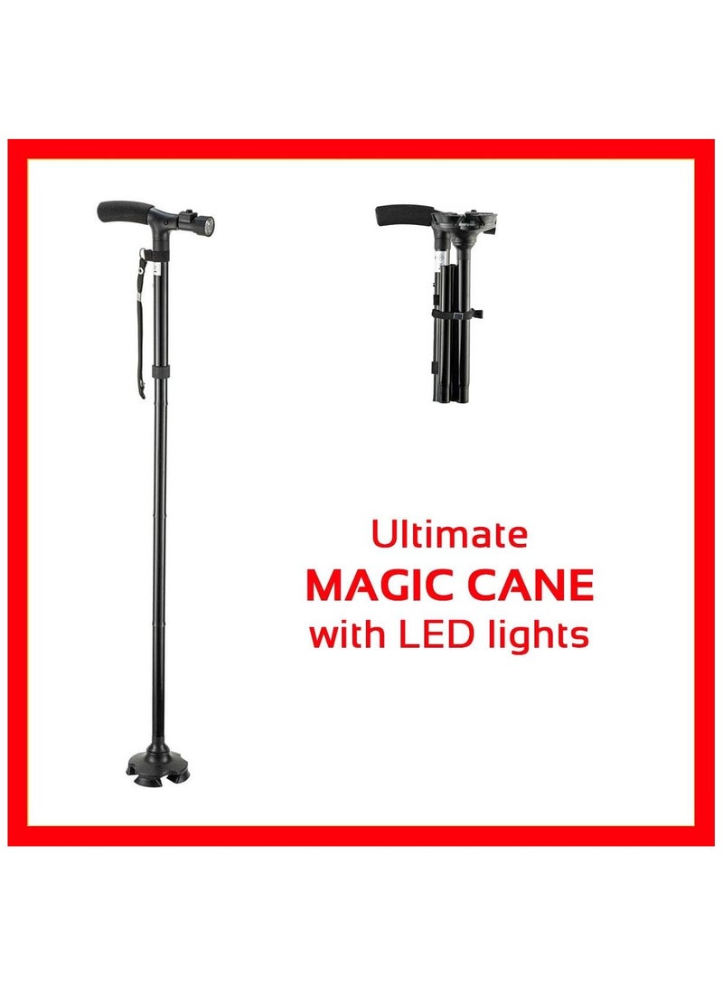 عكاز قابل للطي وتغيير الارتفاع مع مصباح ليلي سهل الاستخدام - Image 2