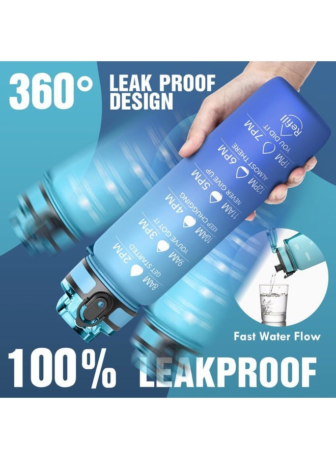 OLDLEY Water Bottle, 32oz Motivational Sports Water Bottle with Time Marker - Times to Drink - Tritan, BPA Free, Wide Mouth Leakproof, Anniversary Birthday Gifts for Men Women, Sky (1 Bottle) - Image 3