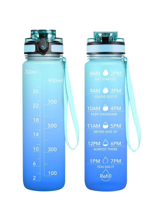 OLDLEY Water Bottle, 32oz Motivational Sports Water Bottle with Time Marker - Times to Drink - Tritan, BPA Free, Wide Mouth Leakproof, Anniversary Birthday Gifts for Men Women, Sky (1 Bottle) - Image 1