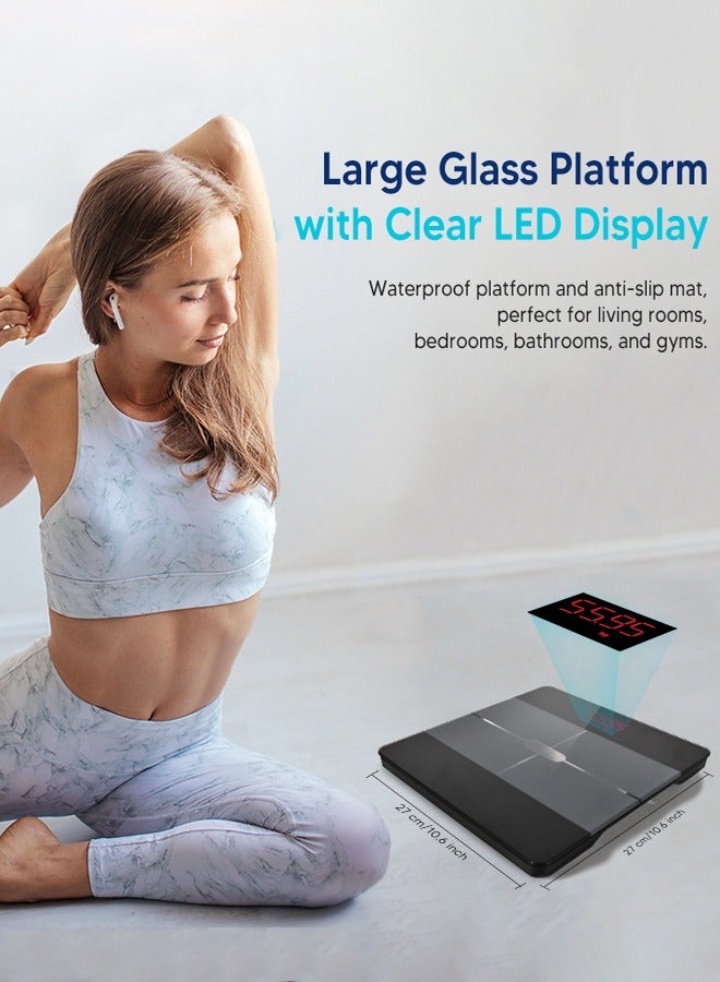 Joshberg Smart Bathroom Scale, Bluetooth Body Fat Monitor Weight Scale,Weight Scale App Sync 13 Body Composition with BMI,Body Fat,Muscle and Bone Mass, Etc,Graduation Value 0.05kg/0.1lb,Maximum 180kg/396lb,270*270*25mm,CS20 - Image 2