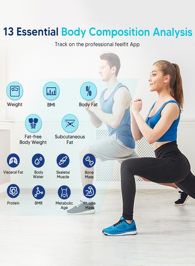 Joshberg Smart Bathroom Scale, Bluetooth Body Fat Monitor Weight Scale,Weight Scale App Sync 13 Body Composition with BMI,Body Fat,Muscle and Bone Mass, Etc,Graduation Value 0.05kg/0.1lb,Maximum 180kg/396lb,270*270*25mm,CS20 - Image 3