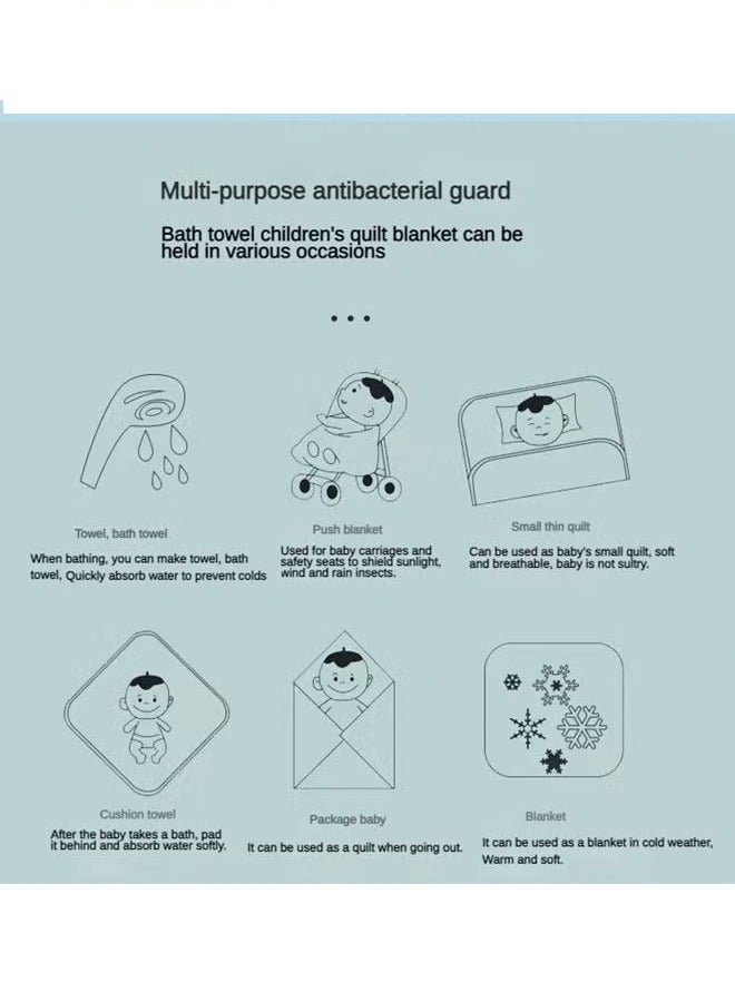 Baby Bath Towel, Baby Hooded Bathrobe, Machine Washable Blanket,  Ultra Soft Hooded And Highly Absorbent Bathrobe Blanket, Coral Fleece Cape Style Bath Towel for Baby Boys and Girls, 80x80cm Large B - Image 5