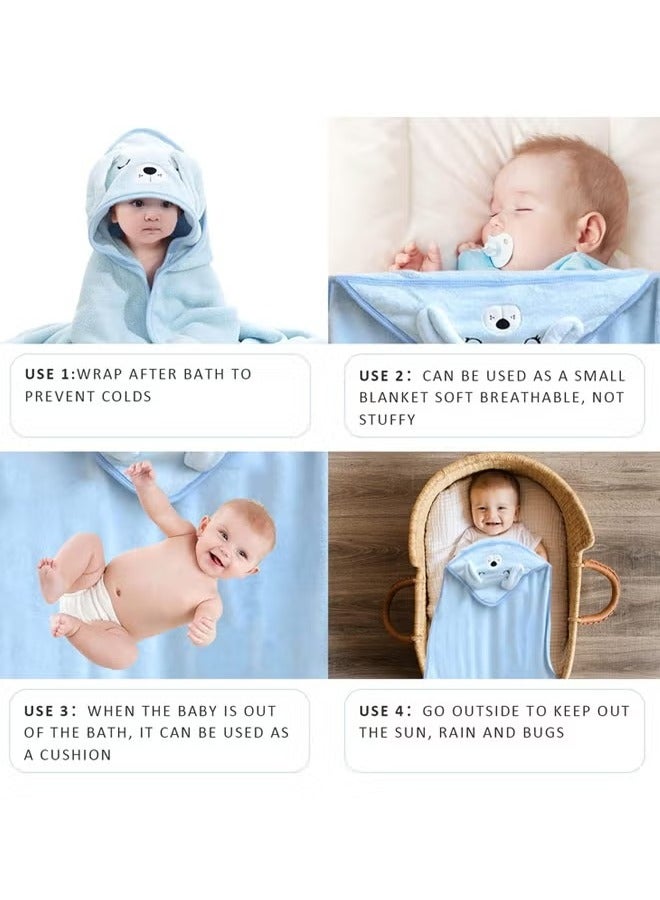 Baby Bath Towel, Baby Hooded Bathrobe, Machine Washable Blanket,  Ultra Soft Hooded And Highly Absorbent Bathrobe Blanket, Coral Fleece Cape Style Bath Towel for Baby Boys and Girls, 80x80cm Large B - Image 3