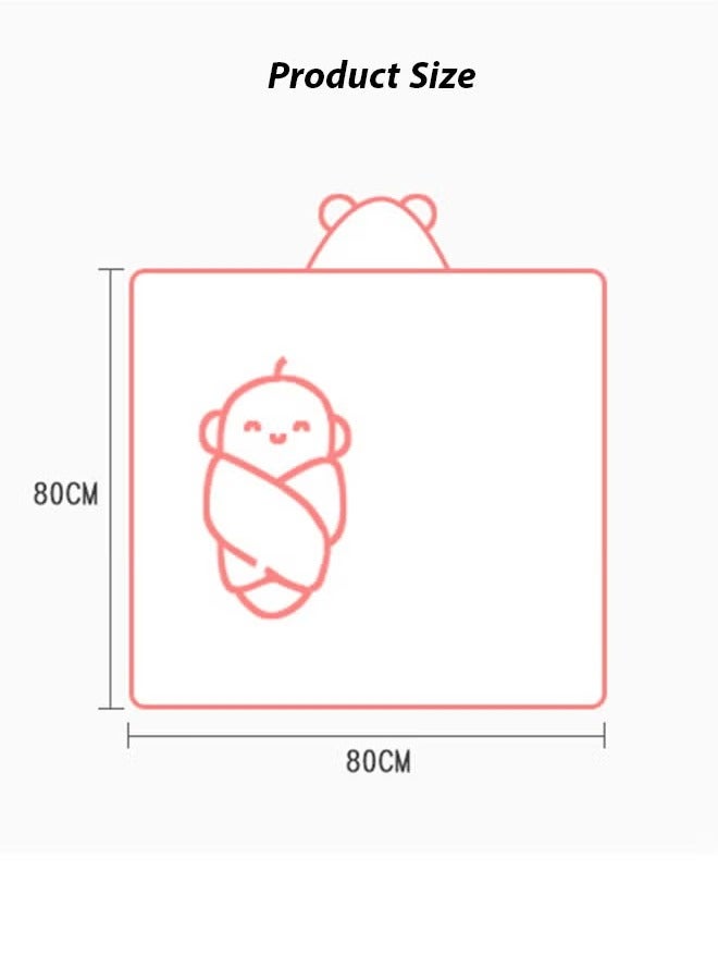 Baby Bath Towel, Baby Hooded Bathrobe, Machine Washable Blanket,  Ultra Soft Hooded And Highly Absorbent Bathrobe Blanket, Coral Fleece Cape Style Bath Towel for Baby Boys and Girls, 80x80cm Large B - Image 2