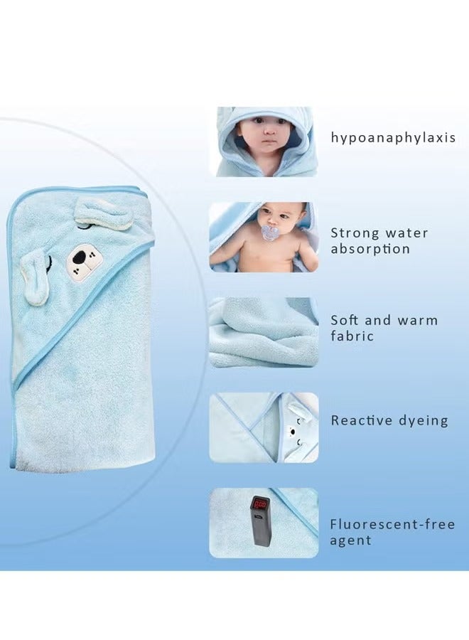 Baby Bath Towel, Baby Hooded Bathrobe, Machine Washable Blanket,  Ultra Soft Hooded And Highly Absorbent Bathrobe Blanket, Coral Fleece Cape Style Bath Towel for Baby Boys and Girls, 80x80cm Large B - Image 4