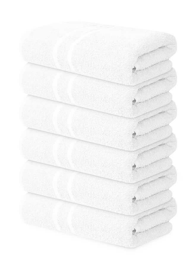 Textila Basic Medium Bath Towels 24x48 Inches - Pack of 6 - White Color - Soft and Absorbent Multipurpose Cotton Towels for Bathroom, Spa, Gym, Salon, Hotel, Clinics and Everyday Use - Image 1