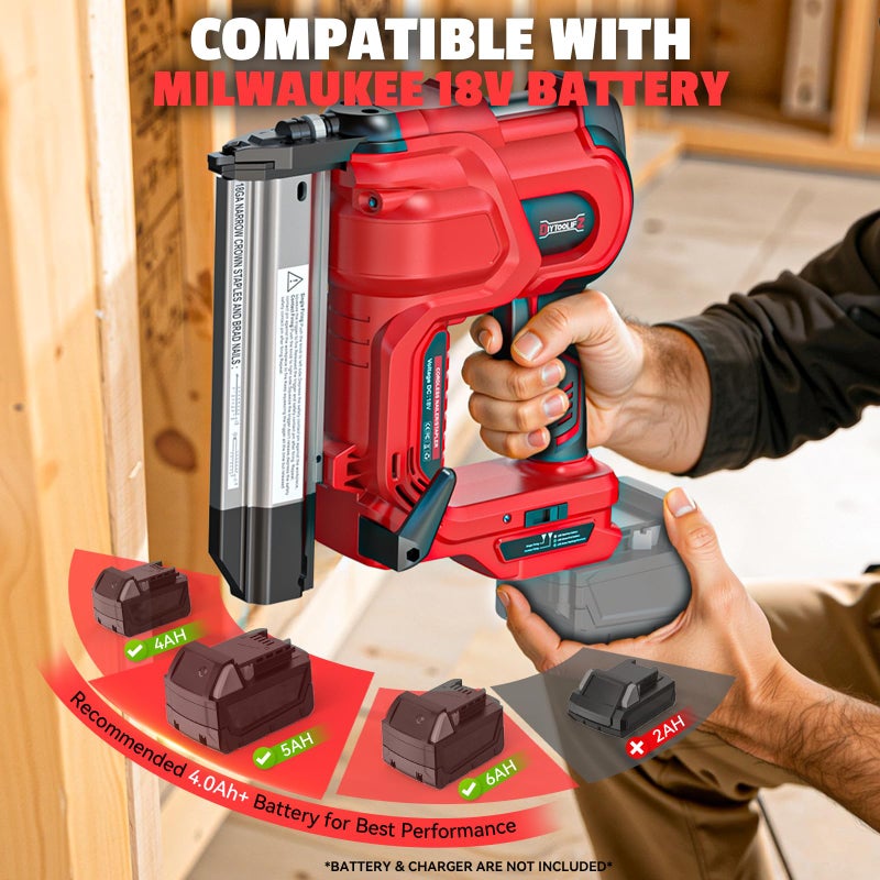 DIYtoolifz 18GA Cordless 2" Brad Nailer Compatible with Milwaukee 18V (Tool Only), 2-in-1 Nail/Staple Gun, Tool-Free Jam, Adjustable Depth, 2 Modes with 400 Nails/Staples for Woodworking, Carpentry - Image 2