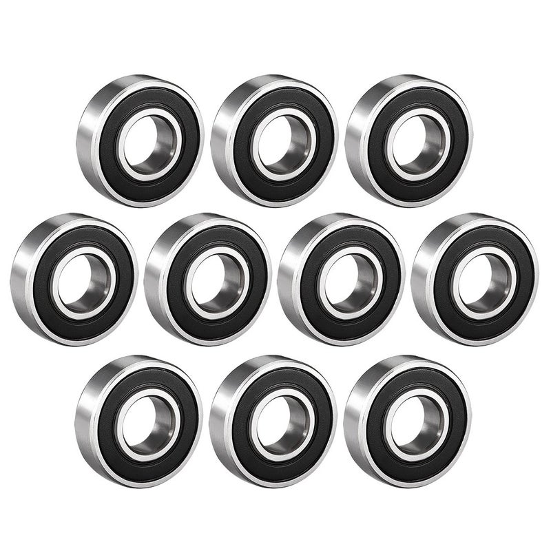 uxcell 6001-2RS Ball Bearing 12mm x 28mm x 8mm Double Sealed 180101 Deep Groove Bearings High Carbon Steel Z1 (Pack of 10) - Image 1