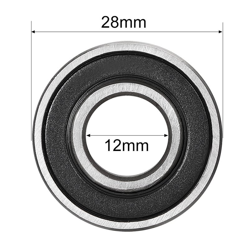 uxcell 6001-2RS Ball Bearing 12mm x 28mm x 8mm Double Sealed 180101 Deep Groove Bearings High Carbon Steel Z1 (Pack of 10) - Image 4