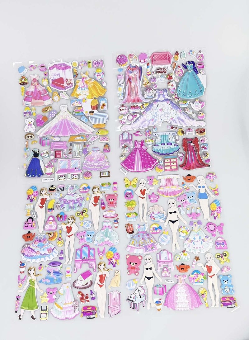 YOMA Princess Dress Up Stickers Pad, for Girls Kids Make Your Own Princess Crafts Games, Reusable 3D Foam Princess Sticker Activity Playset, for Toddlers Preschoolers,4 Sheets.  - Image 1