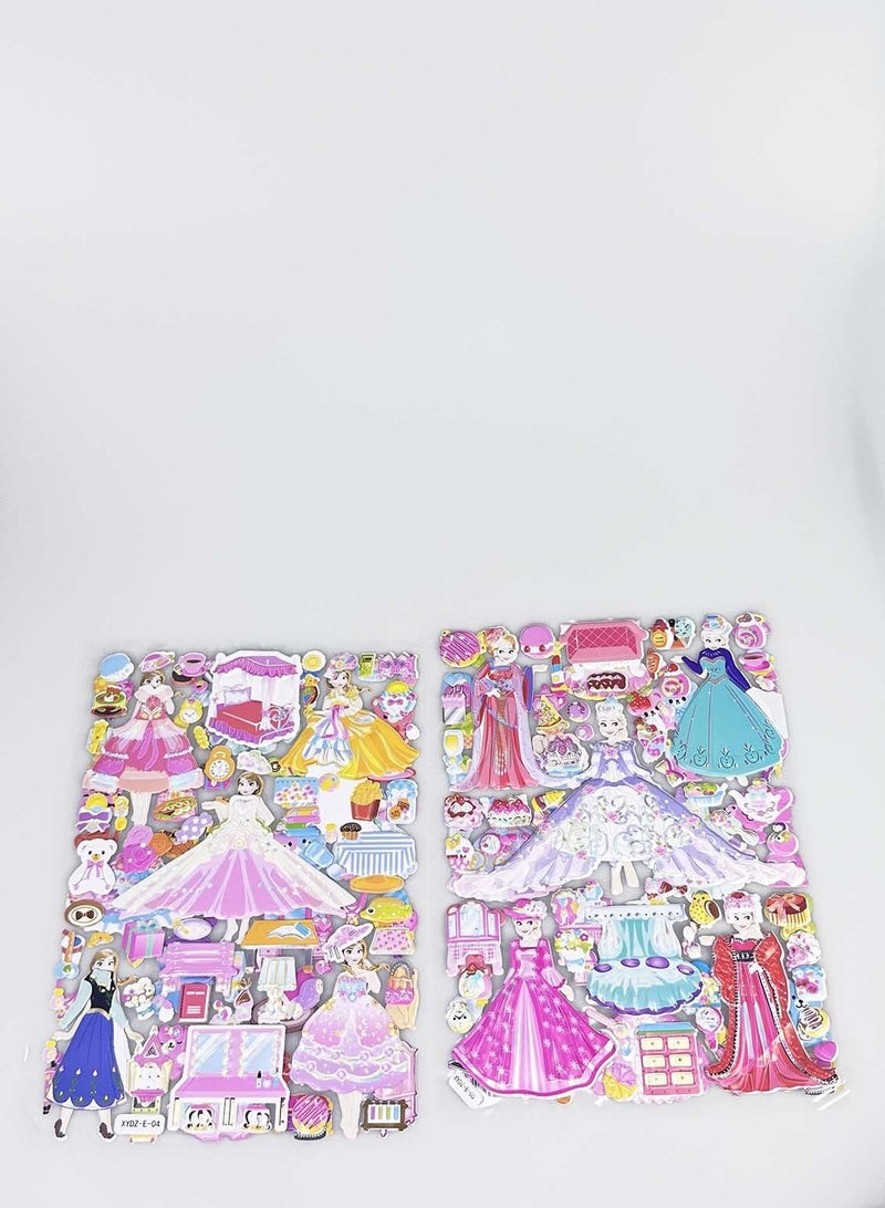 YOMA Princess Dress Up Stickers Pad, for Girls Kids Make Your Own Princess Crafts Games, Reusable 3D Foam Princess Sticker Activity Playset, for Toddlers Preschoolers,4 Sheets.  - Image 2