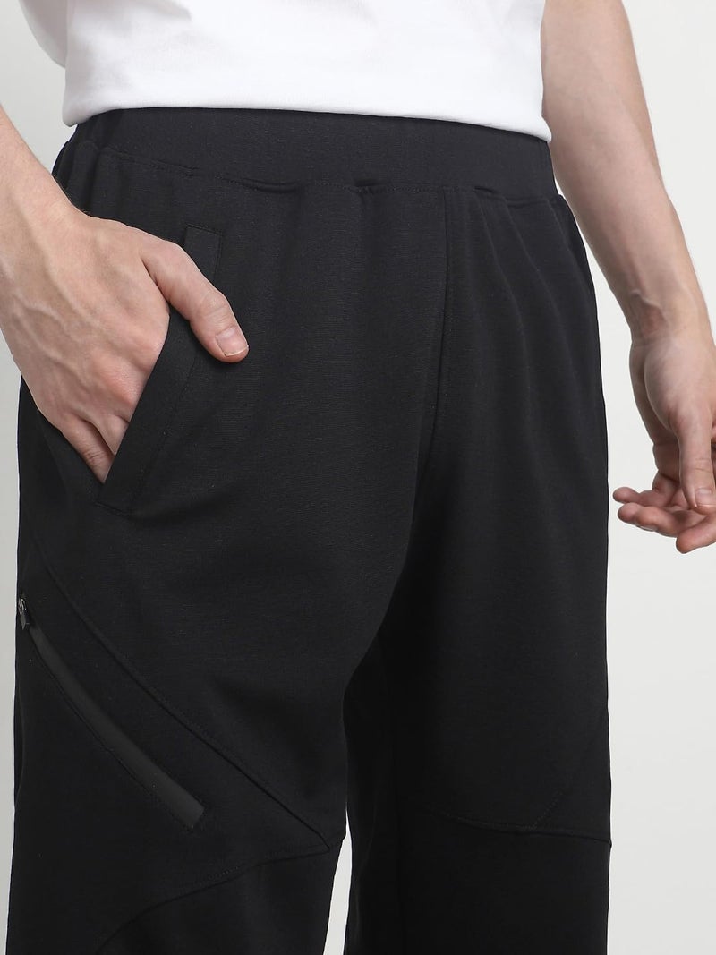 NOBERO Men's Straight Mid Rise Sweatpants (1M-BWJG-R0137_Black, M - Image 3