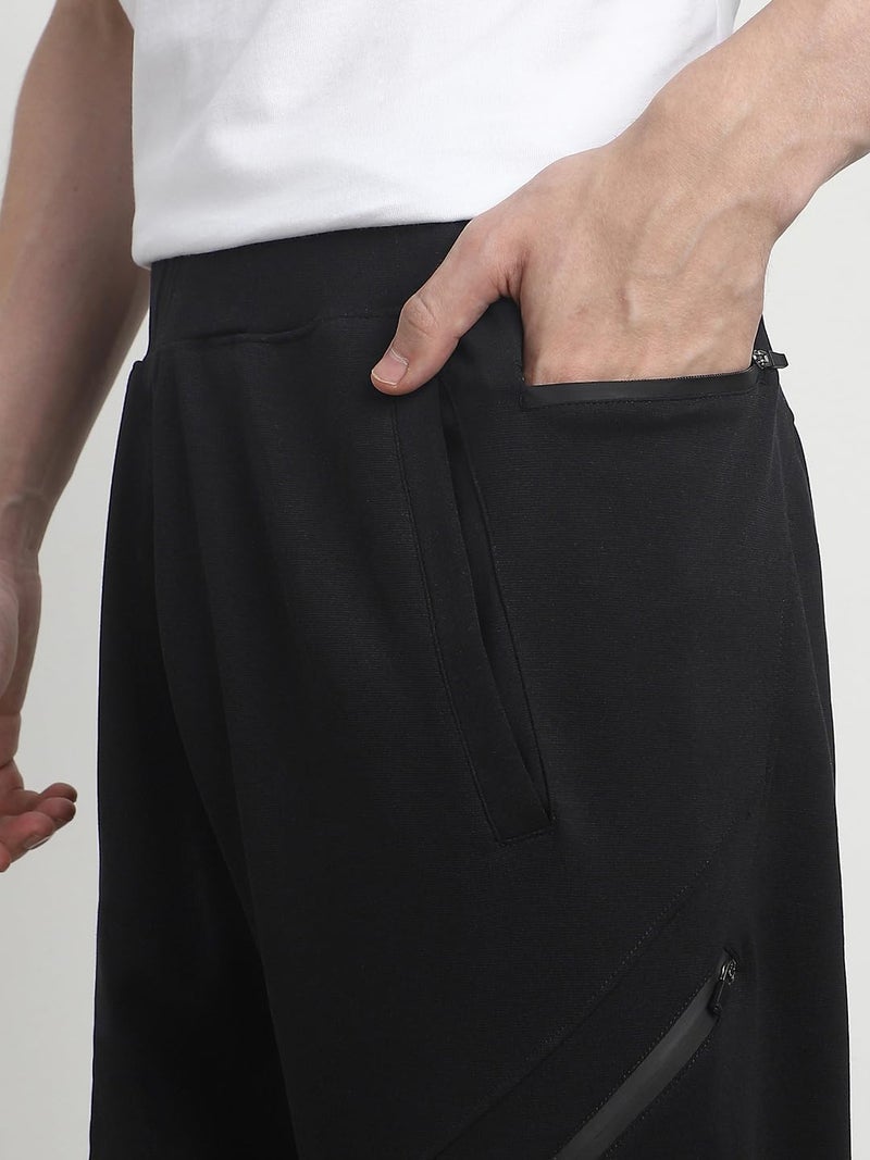 NOBERO Men's Straight Mid Rise Sweatpants (1M-BWJG-R0137_Black, M - Image 5