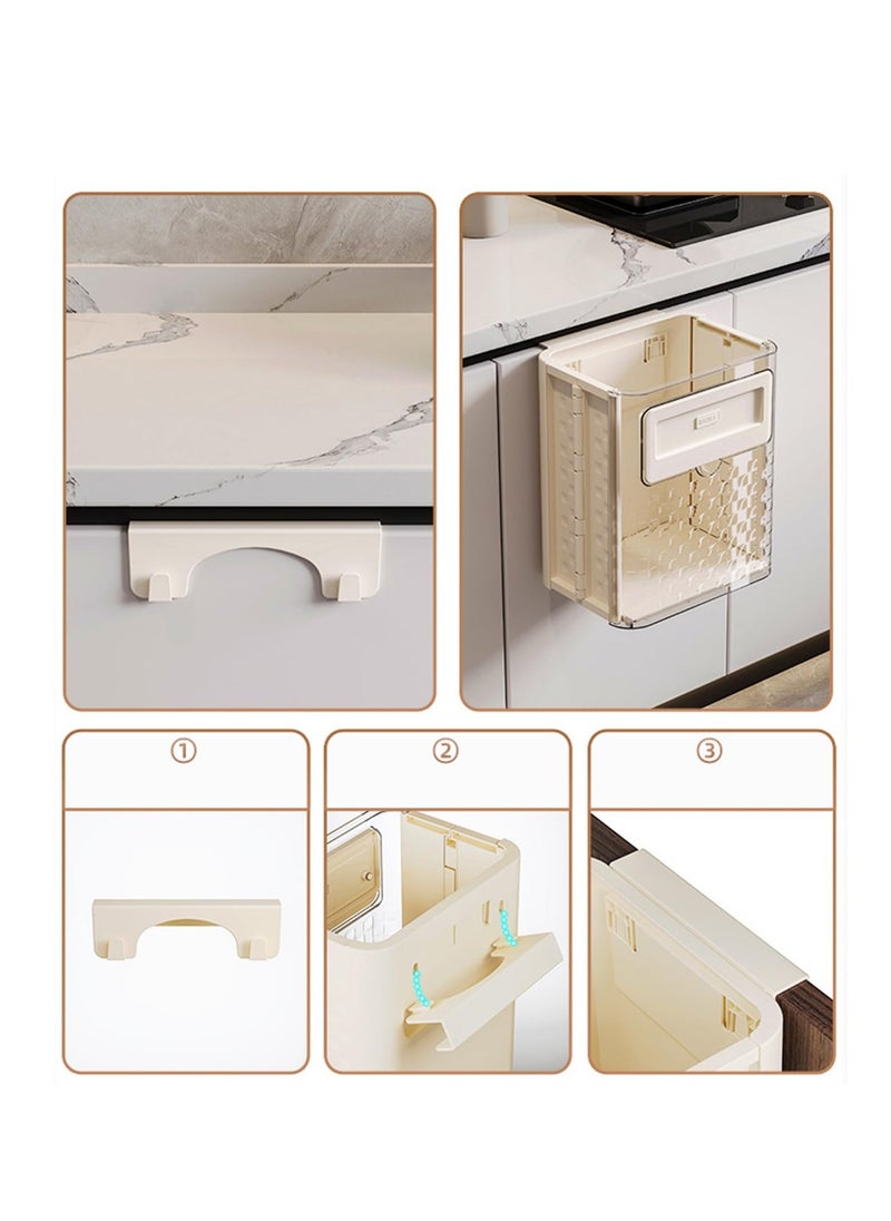 Generic - Foldable Hanging Trash Can Kitchen Cabinet Door Wall Hanging Trash Storage Bucket Household Kitchen Garbage Sorting Hanging Buclet Toilet Waste Paper Bucket Bedroom Office Can for Kitchen - Image 1