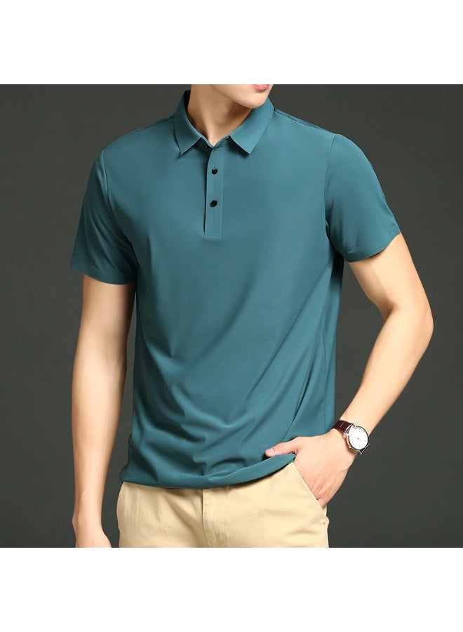 Ice Silk Polo Shirt Short Sleeve Men's T-Shirt Breathable Seamless Summer Business Casual Dad Clothes Father's Summer Wear - Image 2