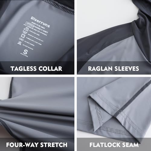 Riverruns UPF 50+ Sun Protection Hoodie Shirt Rash Guard Long Sleeve Shirt Kangaroo Pocket Thumbhole Hooded Ice-Cool Quick Dry Shirts Fishing Running Hiking Shirts - Image 2