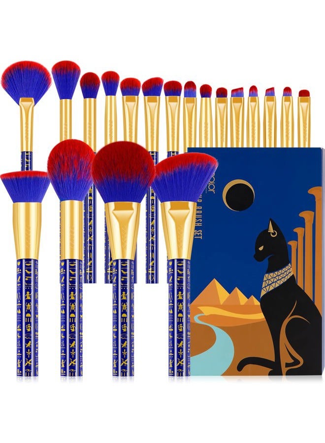 Docolor Makeup Brushes 19Pcs Makeup Brush Set Premium Gift Synthetic Powder Kabuki Foundation Contour Blush Concealer Eye Shadow Blending Liner Make Up Brush Kit, Ancient Egyptian Series - Image 1
