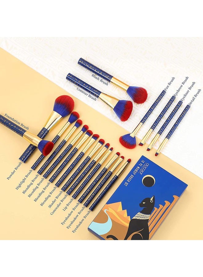 Docolor Makeup Brushes 19Pcs Makeup Brush Set Premium Gift Synthetic Powder Kabuki Foundation Contour Blush Concealer Eye Shadow Blending Liner Make Up Brush Kit, Ancient Egyptian Series - Image 5