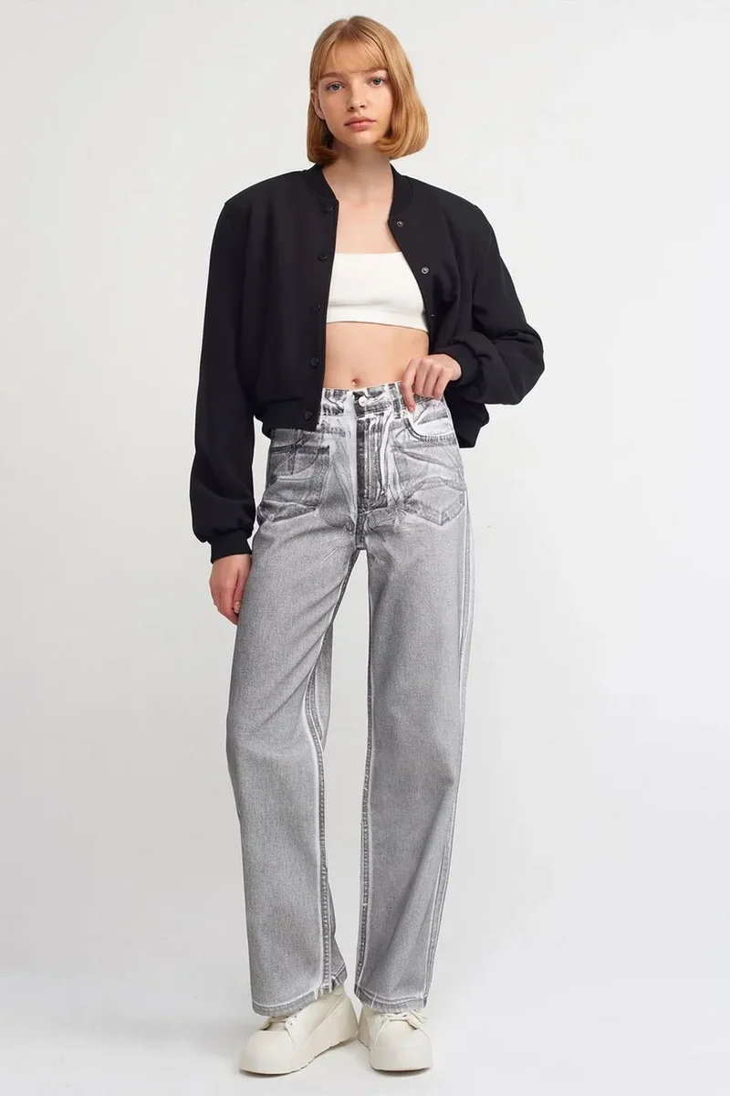 DILVIN High-Waist Straight-Leg Cotton Jeans
