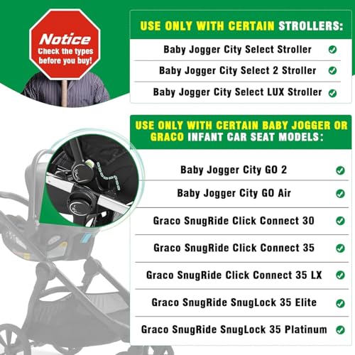 Hiumtree Car Seat Adapter for Stroller Compatible with Baby Jogger (City Go/City Select) & Graco Car Seats City Select Stroller Accessories Car Seat Adapter for Stroller Nylon, Black - Image 3