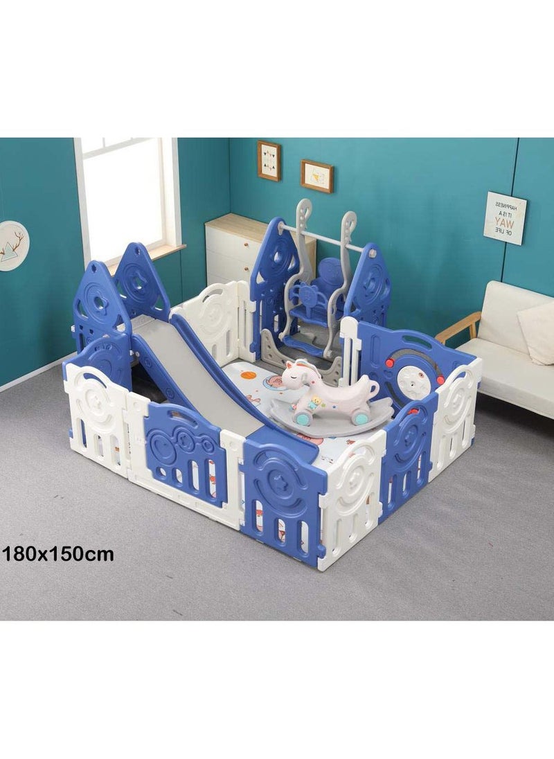 RBWTOYS RBW 5 in 1 Multi-function Playing Set, 5 In 1 Playpen & Fence,  Slide, Swing, Seesaw, Play Mat including All Kind of Kids Activities, Comfortable Slide for Baby Safety, Size:180x150x60cm  - Image 2