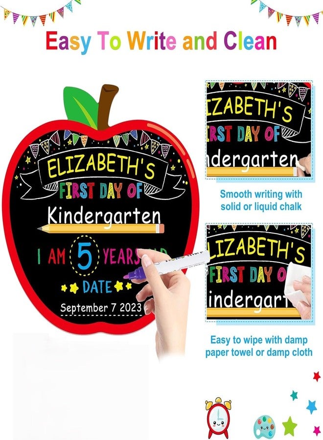 WhatSign First Day of School Sign Board - Double Sided 10.3" X 11.3" First Day of School Apple Chalkboard - Back to School 1st Day of School Sign for Kids - Image 2