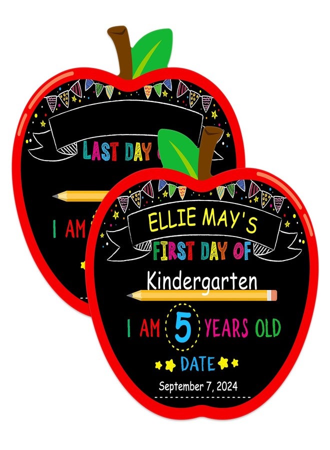 WhatSign First Day of School Sign Board - Double Sided 10.3" X 11.3" First Day of School Apple Chalkboard - Back to School 1st Day of School Sign for Kids - Image 1